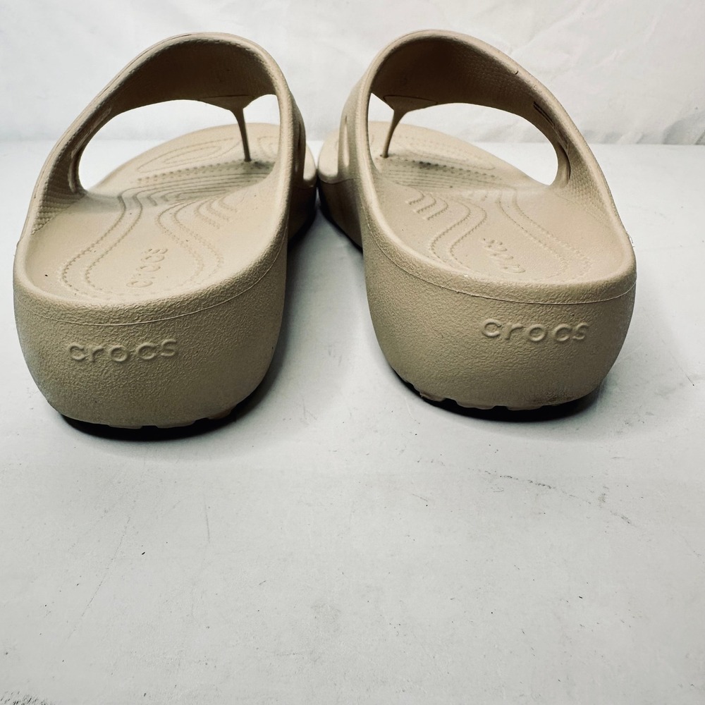 Crocs Capri V Flip Flop Sandals Womens 10 Tan Beige Thong Wedge 202502 - Picture 3 of 5